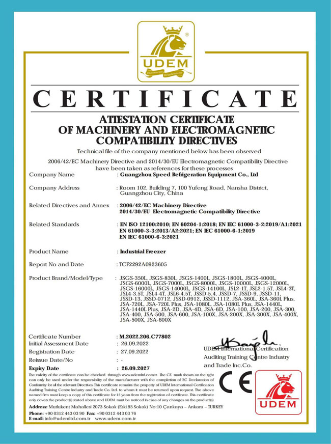 SPEEDCRYO's CE certificate