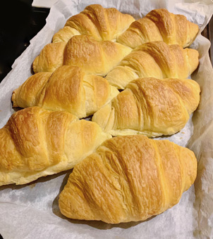 The croissants after baking